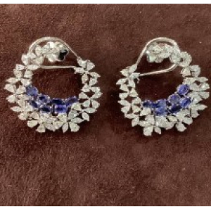 7.76 Carat Sapphire and Natural Marquise and Pear Cut Diamond Everyday Earrings