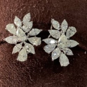 4.73 Carat Natural Marquise and Pear Cut Diamond Cluster Earrings