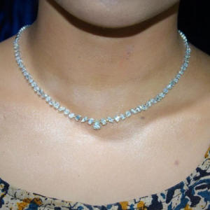 6.75 Carat Natural Oval, Marquise, Pear and Emrald Cut Diamond Tennis Necklace