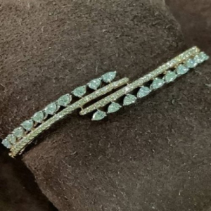 2.45 Carat Natural Round and Pear Cut Diamond Bangle