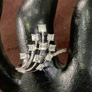 0.94 Carat Natural Round and Emerald Cut Diamond Statement Ring