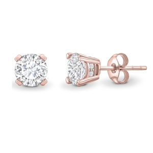 Jasmine Lab-Created Rose Gold 4 Prong Studs Diamond Earrings