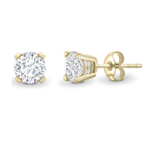 Jasmine Lab-Created Yellow Gold 4 Prong Studs Diamond Earrings