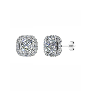 Janeva Lab-Created 4 Prong Halo Diamond Earrings