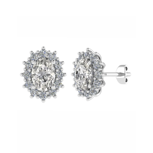Jayli 0.10 - 3.00 Carat Lab-Created Oval cut Pave Set  Halo Diamond Earrings