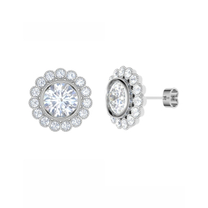  Jacinda Lab-Created Bezel Halo Diamond Earrings