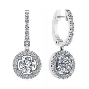 Kacibrel 0.50 - 1.50 Carat Natural Round cut 4 Prong  Drop Diamond Earrings