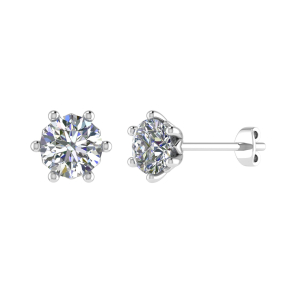 6 prong round Shape Solitaire Queen Stud Earring