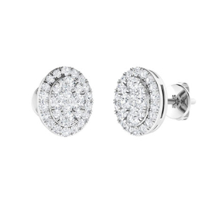 Shared Prong Setting Round Diamond Cluster Earrings