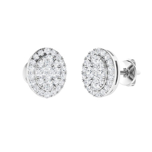 Kameela 0.50 Carat Natural Round cut Pave Set  Cluster Diamond Earrings