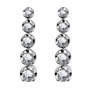 18K White Gold Diamond Journey Earrings