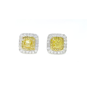 Hallie 4 Prong Set Yellow Diamond Earrings