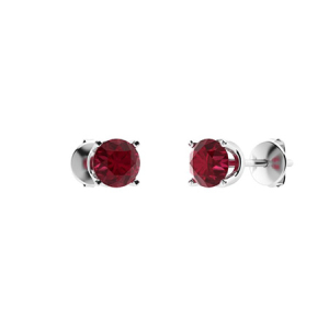 Hettie 0.10 Carat Natural Ruby Round cut 4 Prong Set  Diamond Earrings