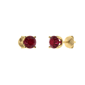Hettie Natural Ruby Yellow Gold 4 Prong Set  Diamond Earrings