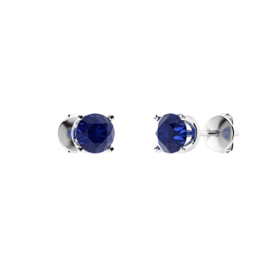 4 Prong Blue Color Stud Sapphire Earrings 