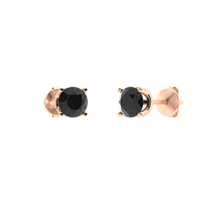 Haylea Black Rose Gold 4 Prong Set Studs Diamond Earrings