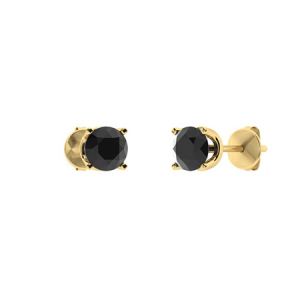 Haylea Black Yellow Gold 4 Prong Set Studs Diamond Earrings
