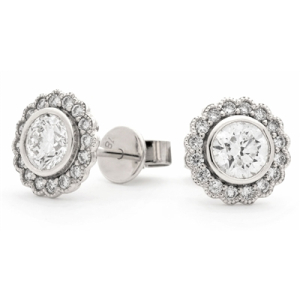 Jolyne Lab-Created Bezel Halo Diamond Earrings