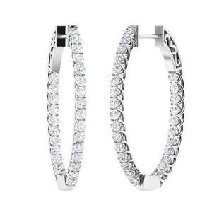 Felistas 0.55 - 2.50 Carat Lab-Created Round cut Claw Set  Hoop Diamond Earrings