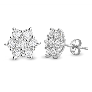 Kristyn 0.50 Carat Natural Round cut Pave Set  Cluster Diamond Earrings