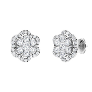 Kailin 0.20 Carat Natural Round cut Prong Set  Cluster Diamond Earrings