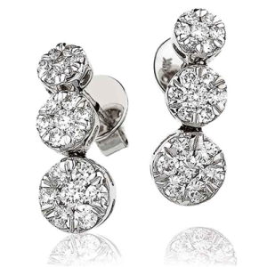 Kelva 0.40 - 1.00 Carat Natural Round cut Prong Set  Drop Diamond Earrings