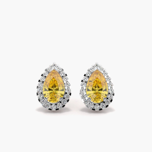 Harmoni 0.60 - 3.00 Carat Pear cut Double Prong Yellow Diamond Earrings