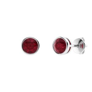 Heleana 0.15 Carat Natural Ruby Round cut Bezel Set  Diamond Earrings