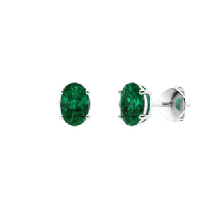 Helueua 0.50 Carat Emerald Oval cut 4 Prong Set  Diamond Earrings