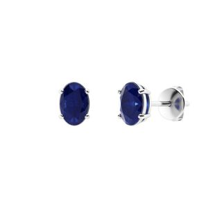 Geraldine 0.50 Carat Blue Sapphire Oval cut 4 Prong Set  Diamond Earrings