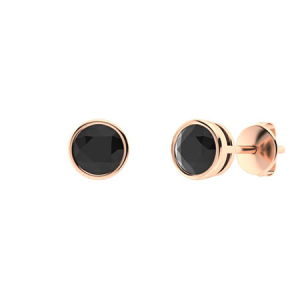 Harlene Black Rose Gold Bezel Set Studs Diamond Earrings