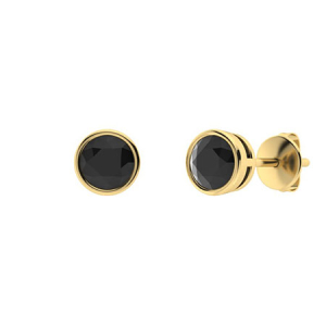 Harlene Black Yellow Gold Bezel Set Studs Diamond Earrings