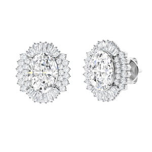  Oval Shaped Flower Style Moissanite Earrings