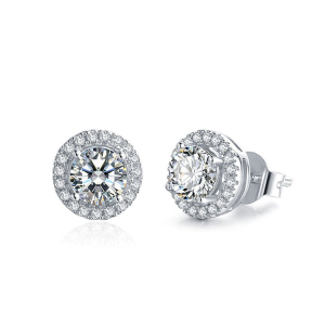 Jessalyn Lab-Created 4 Prong Halo Diamond Earrings