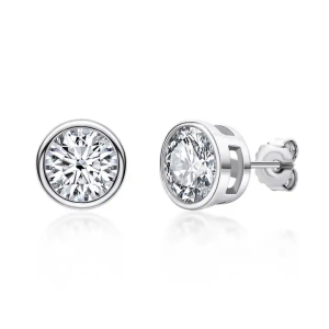 0.10-3.00 Carat Round Bazel Setting Fashionable Solitaire Diamond Stud Earrings