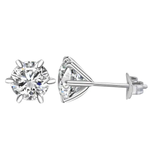0.10-3.00 Carat 6 claw Round Fashionable Solitaire Diamond Stud Earrings 