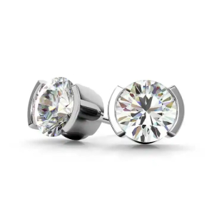 0.10-3.00 Carat Moissanite Round Shaped Bazel Setting Solitaire Diamond Stud Earrings