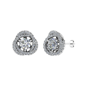 1.25 Carat Round Shaped Claw Prong Setting Earrings With Round Diamond Set