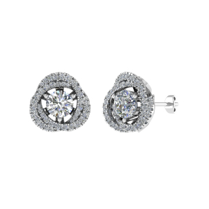 Jetta Lab-Created 3 Prong Halo Diamond Earrings