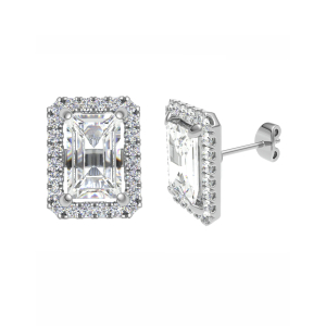 Judy Lab-Created 4 Prong Halo Diamond Earrings