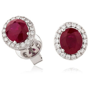 0.50-1.50 Carat Oval Shaped Classic Ruby Earrings With Diamond Set