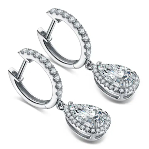 Levyna Natural 3 Prong Drop Diamond Earrings