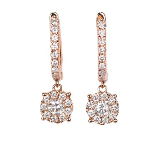 0.33 Carat Natural Round Diamonds Prong Setting Cluster Hoop Earrings