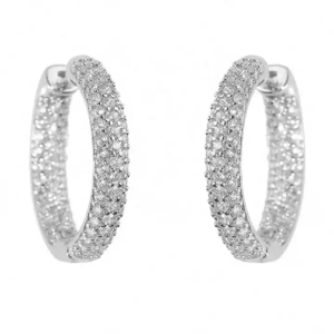 0.50-3.00 Carat Round shaped Natural Diamond 3 Row Hoop Earrings