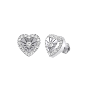 0.25 Carat Natural Round Diamond Heart Shaped Cluster Stud Earrings