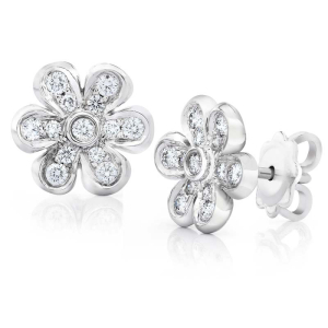 0.36 Carat Natural And Lab Grown Flower Style Round Diamond Cluster Earrings