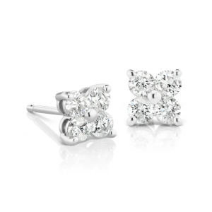 0.40 Carat Natural And Lab Grown Round Diamond Cluster Earrings