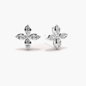 0.30 Carat Natural And Lab Grown Round Diamond Stylish Cluster Earrings