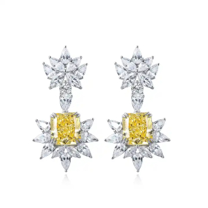 Helena Double Prong Yellow Diamond Earrings
