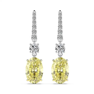 2.00 Carat Yellow And white Diamond Drop Designer Earrings
